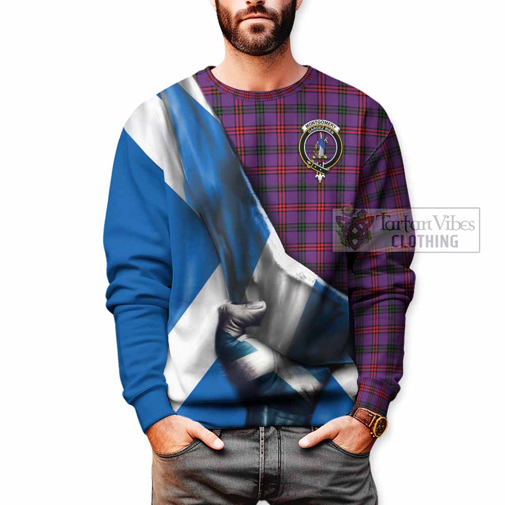 Tartan Vibes Clothing Montgomery Tartan Sweatshirt with Family Crest Scotland Patriotic Style