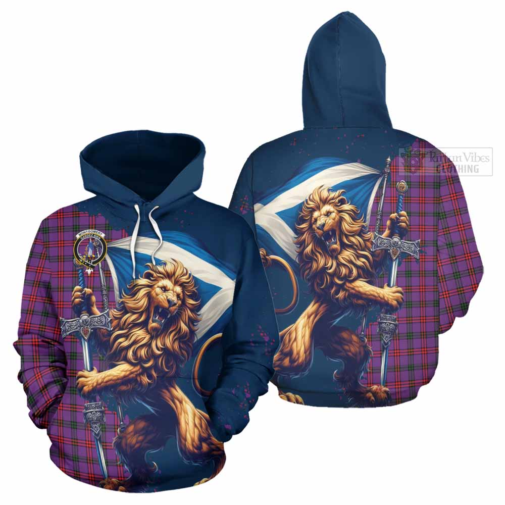 Tartan Vibes Clothing Montgomery Tartan Family Crest Hoodie with Scottish Majestic Lion