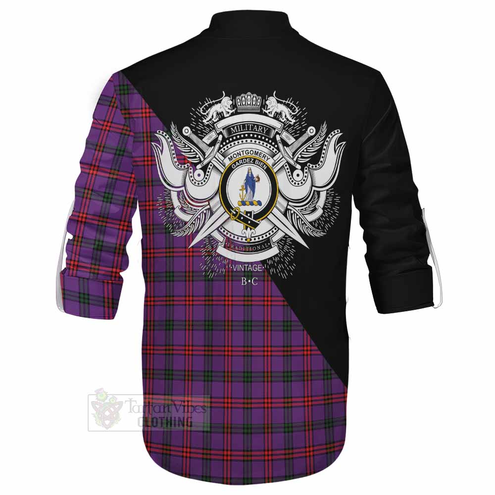 Tartan Vibes Clothing Montgomery Tartan Ghillie Kilt Shirt with Family Crest and Military Logo Style