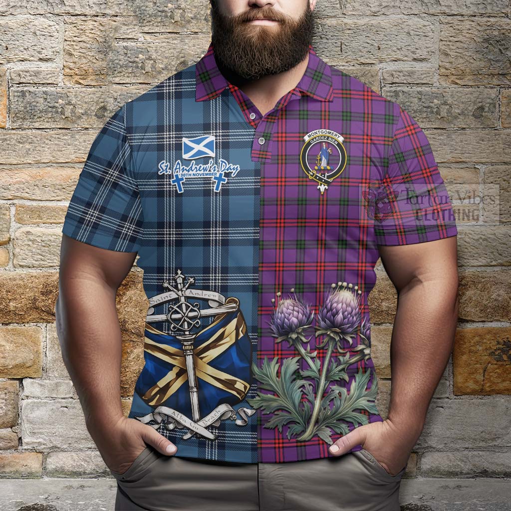 Tartan Vibes Clothing Montgomery Tartan Polo Shirt Happy St. Andrew's Day Half Tartan Style