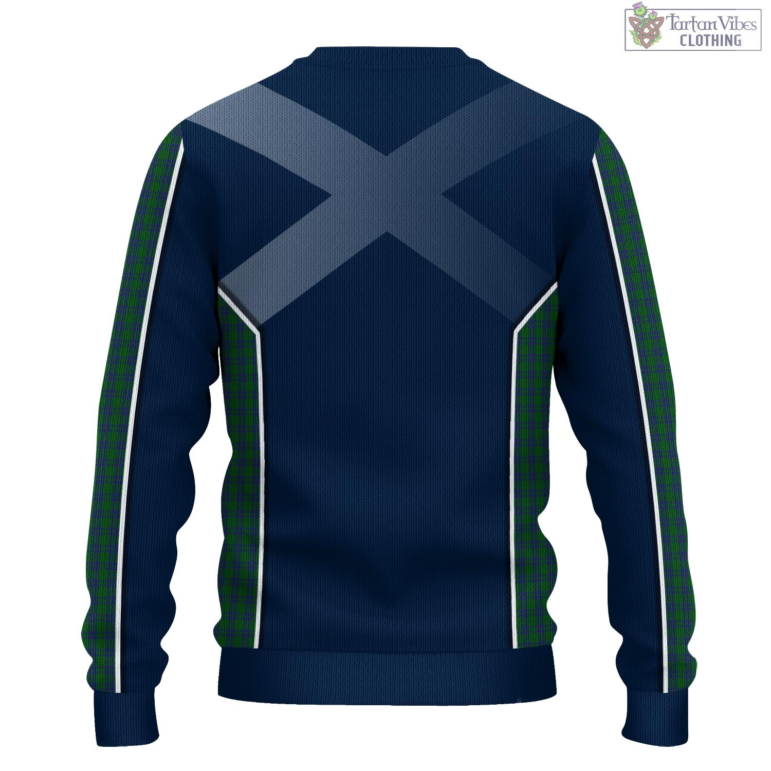 Tartan Vibes Clothing Montgomery Tartan Knitted Sweatshirt with Family Crest and Scottish Thistle Vibes Sport Style