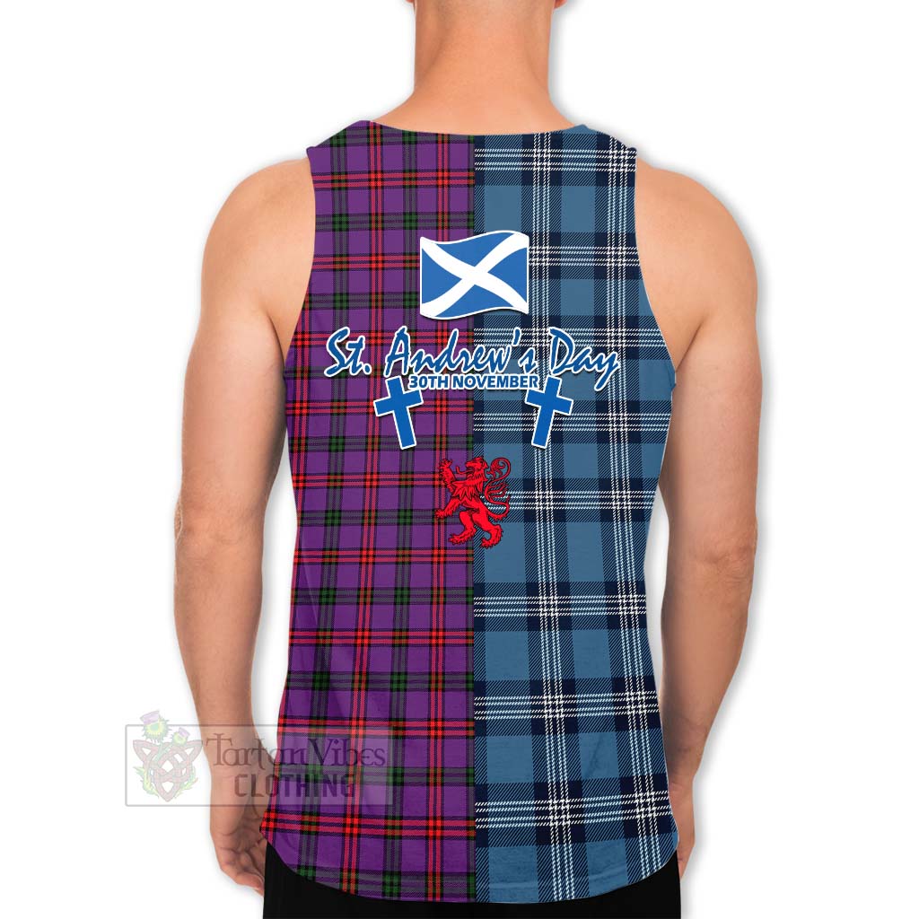 Tartan Vibes Clothing Montgomery Tartan Men's Tank Top Happy St. Andrew's Day Half Tartan Style