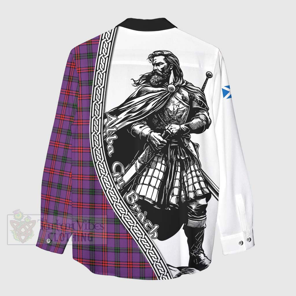 Tartan Vibes Clothing Montgomery Tartan Clan Crest Women's Casual Shirt with Highlander Warrior Celtic Style