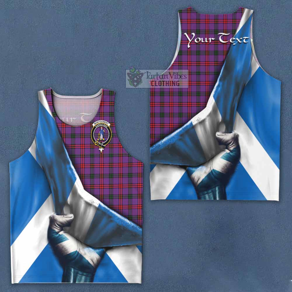 Tartan Vibes Clothing Montgomery Tartan Men's Tank Top with Family Crest Scotland Patriotic Style