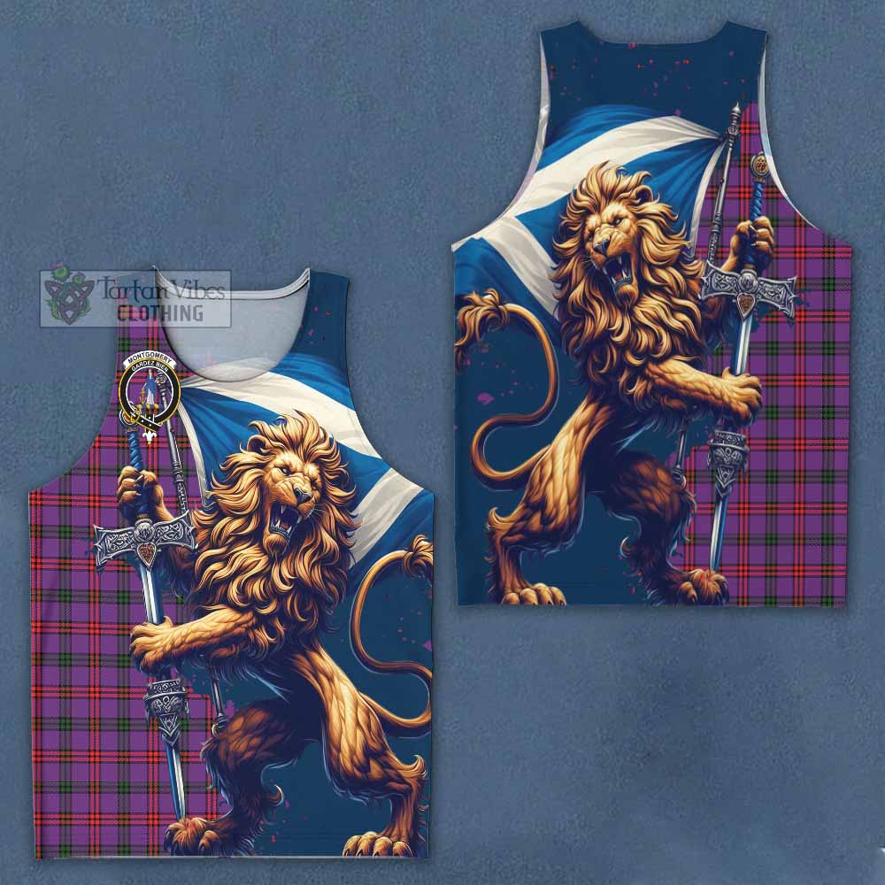 Tartan Vibes Clothing Montgomery Tartan Family Crest Men's Tank Top with Scottish Majestic Lion