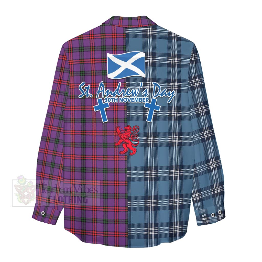 Tartan Vibes Clothing Montgomery Tartan Women's Casual Shirt Happy St. Andrew's Day Half Tartan Style