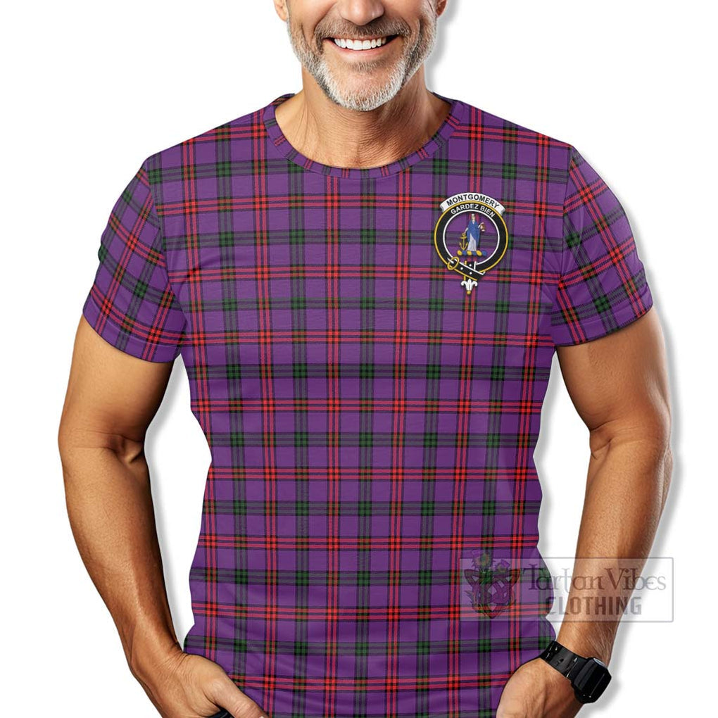 Tartan Vibes Clothing Montgomery Tartan T-Shirt with Family Crest Celtic Skull Style