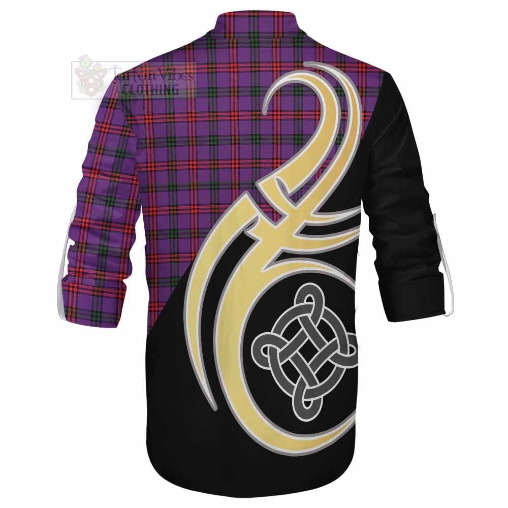 Tartan Vibes Clothing Montgomery Tartan Ghillie Kilt Shirt with Family Crest and Celtic Symbol Style