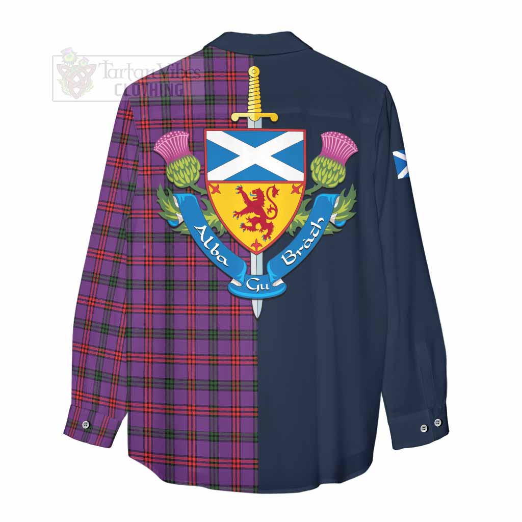 Tartan Vibes Clothing Montgomery Tartan Women's Casual Shirt Alba with Scottish Lion Royal Arm Half Style