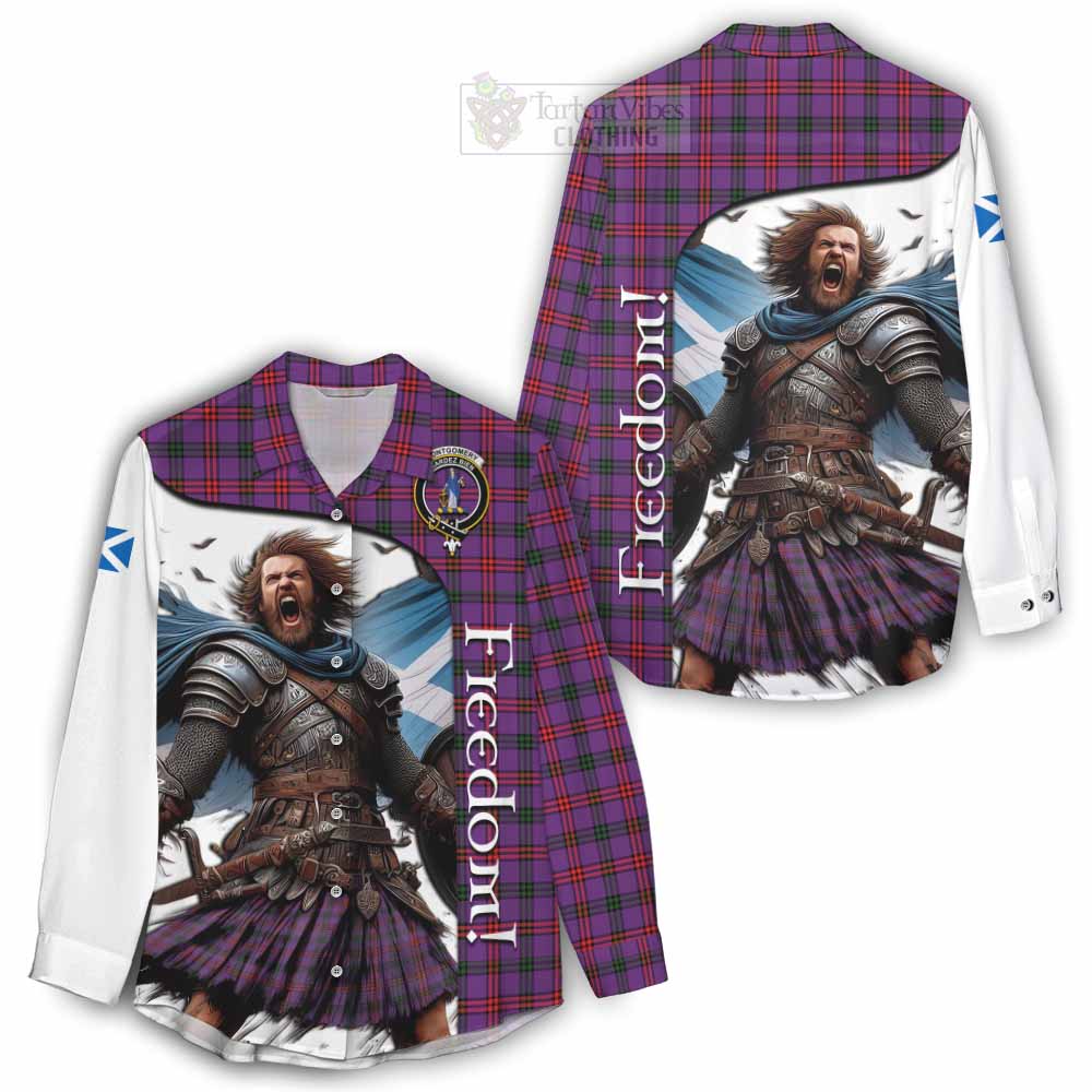 Tartan Vibes Clothing Montgomery Crest Tartan Women's Casual Shirt Inspired by the Freedom of Scottish Warrior