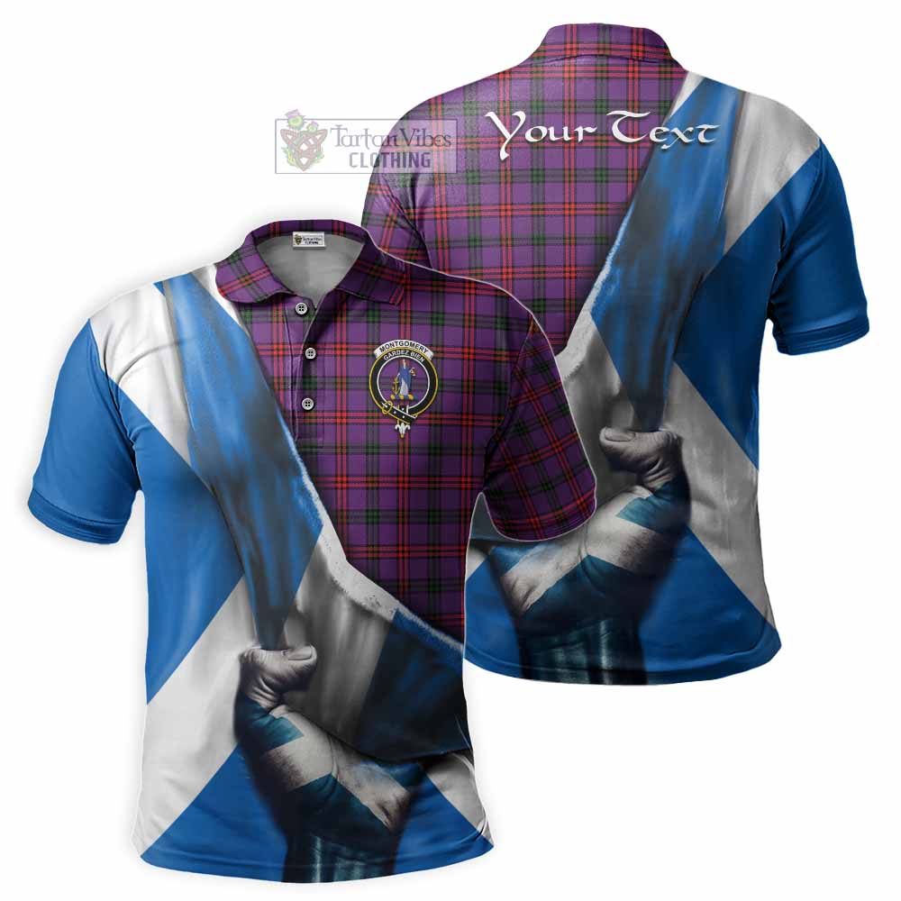 Tartan Vibes Clothing Montgomery Tartan Polo Shirt with Family Crest Scotland Patriotic Style