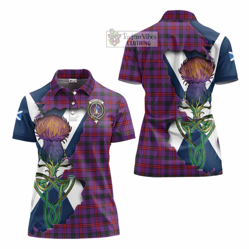 Montgomery Tartan Family Crest Women's Polo Shirt Scottish Thistle Celtic Inspired - Tartan Vibes Clothing