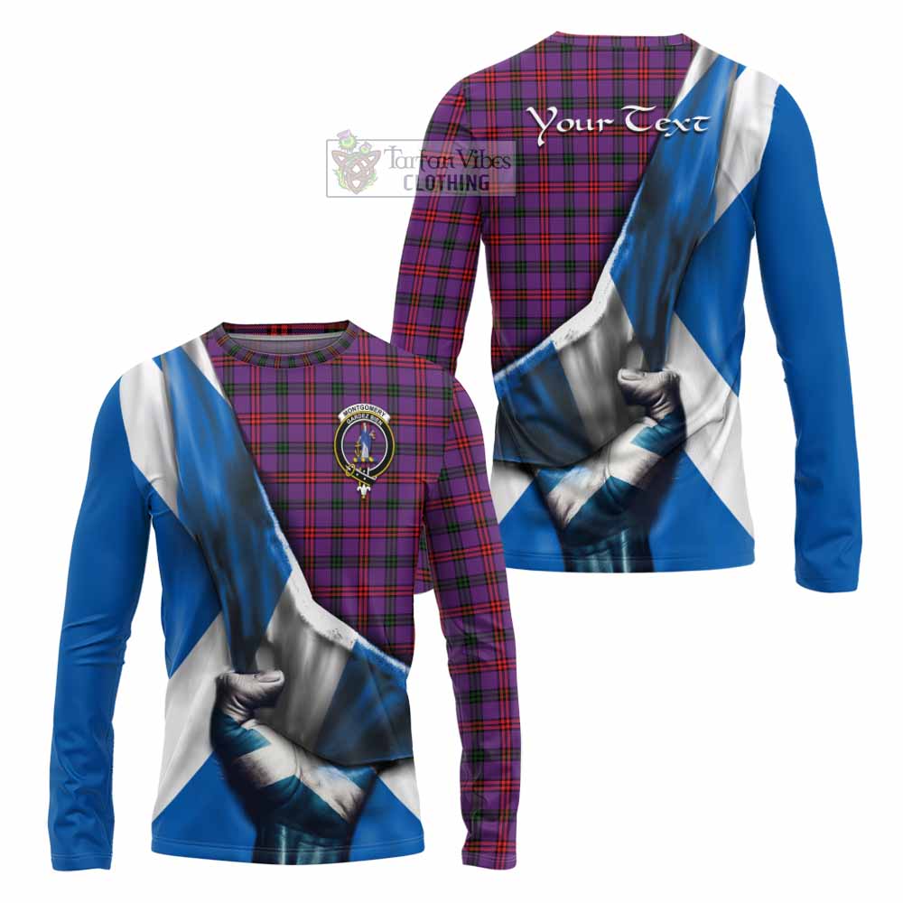 Tartan Vibes Clothing Montgomery Tartan Long Sleeve T-Shirt with Family Crest Scotland Patriotic Style