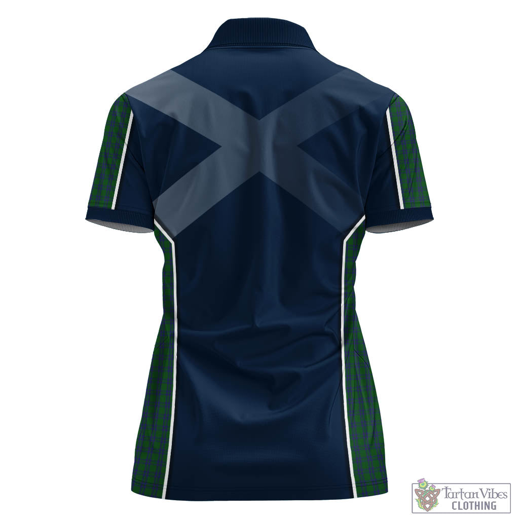 Tartan Vibes Clothing Montgomery Tartan Women's Polo Shirt with Family Crest and Scottish Thistle Vibes Sport Style