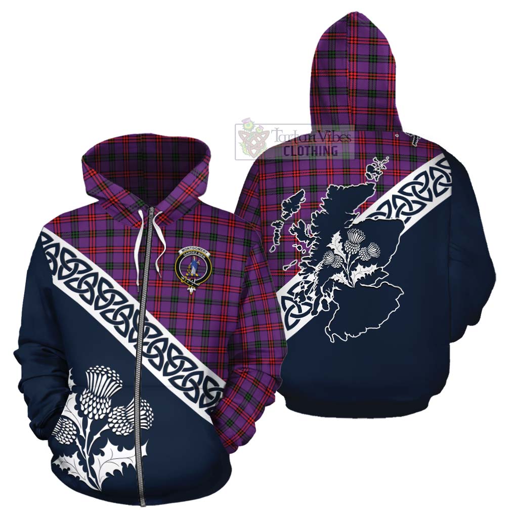 Tartan Vibes Clothing Montgomery Tartan Cotton Hoodie Featuring Thistle and Scotland Map