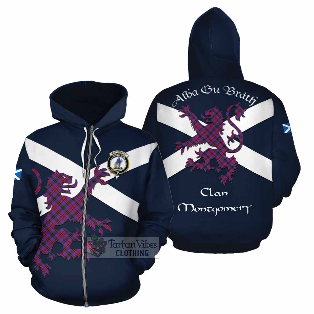 Tartan Vibes Clothing Montgomery Tartan Lion Rampant Cotton Hoodie Proudly Display Your Heritage with Alba Gu Brath and Clan Name