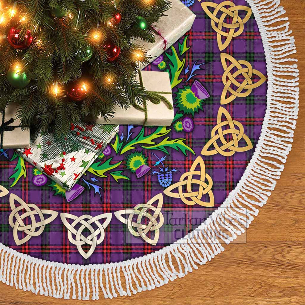 Tartan Vibes Clothing Montgomery Tartan Christmas Tree Skirt with Thistle Celtic Knot Style