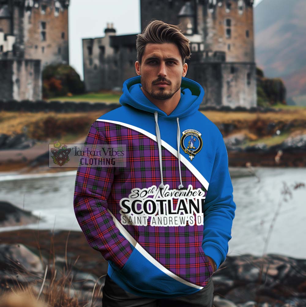 Tartan Vibes Clothing Montgomery Family Crest Tartan Cotton Hoodie Celebrate Saint Andrew's Day in Style