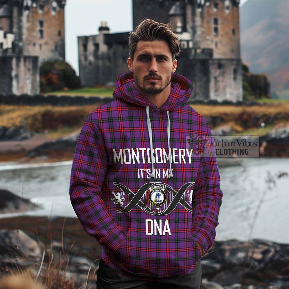 Tartan Vibes Clothing Montgomery Tartan Cotton Hoodie with Family Crest DNA In Me Style