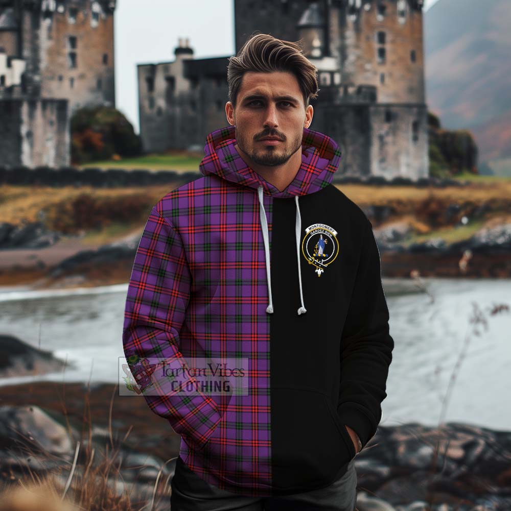 Tartan Vibes Clothing Montgomery Tartan Cotton Hoodie with Family Crest and Half Of Me Style