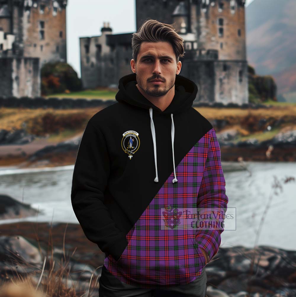 Tartan Vibes Clothing Montgomery Tartan Cotton Hoodie with Family Crest and Military Logo Style