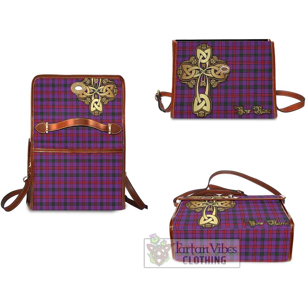 Tartan Vibes Clothing Montgomery Tartan Waterproof Canvas Bag Golden Thistle Celtic Cross Style