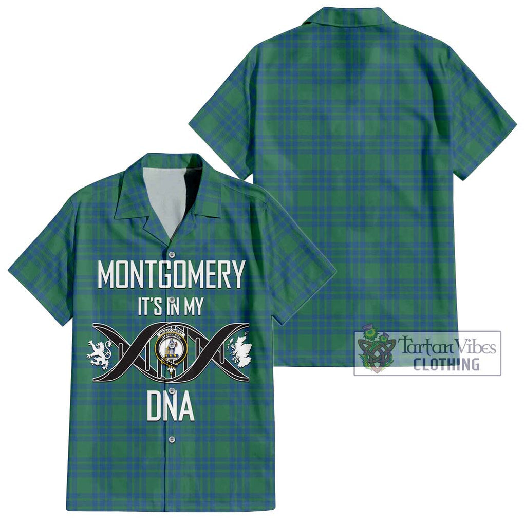 Montgomery Ancient Tartan Short Sleeve Button Shirt with Family Crest DNA In Me Style Kid - Tartanvibesclothing Shop