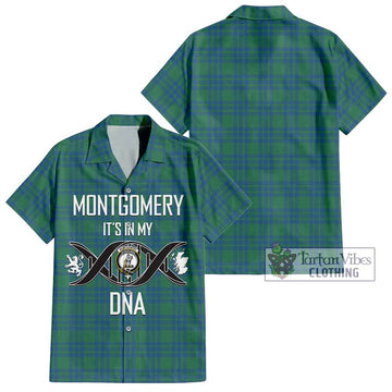 Montgomery Ancient Tartan Short Sleeve Button Shirt with Family Crest DNA In Me Style