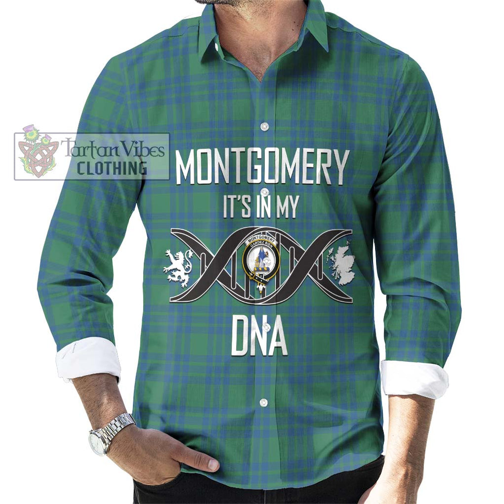 Montgomery Ancient Tartan Long Sleeve Button Shirt with Family Crest DNA In Me Style Men's Shirt S - Tartanvibesclothing Shop