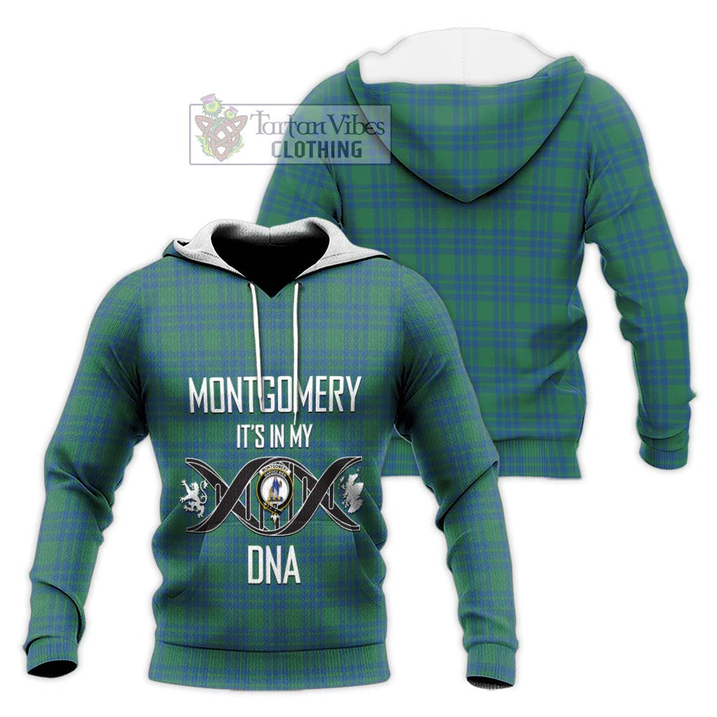 Montgomery Ancient Tartan Knitted Hoodie with Family Crest DNA In Me Style Unisex Knitted Pullover Hoodie - Tartanvibesclothing Shop