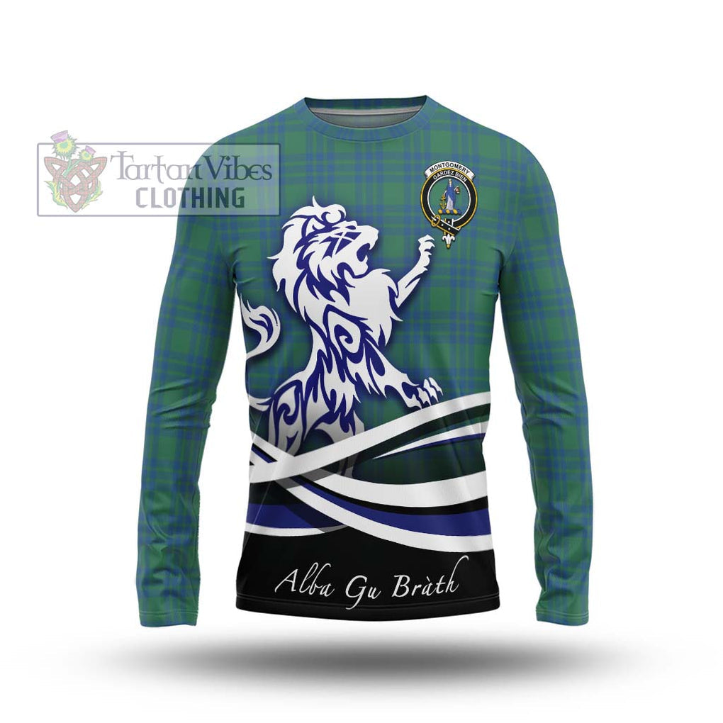 Montgomery Ancient Tartan Long Sleeve T-Shirt with Alba Gu Brath Regal Lion Emblem Unisex - Tartanvibesclothing Shop