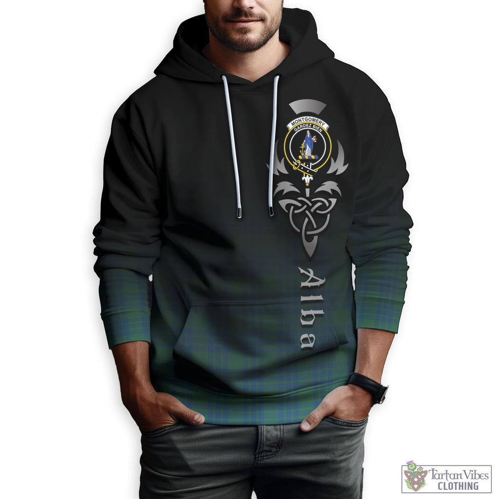 Tartan Vibes Clothing Montgomery Ancient Tartan Hoodie Featuring Alba Gu Brath Family Crest Celtic Inspired