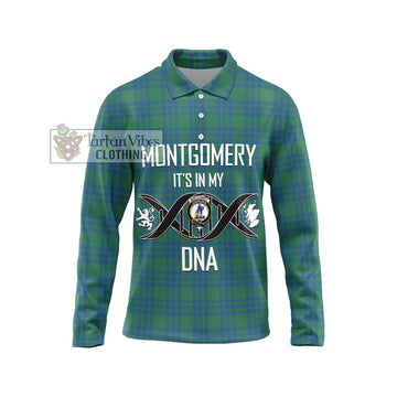 Montgomery Ancient Tartan Long Sleeve Polo Shirt with Family Crest DNA In Me Style