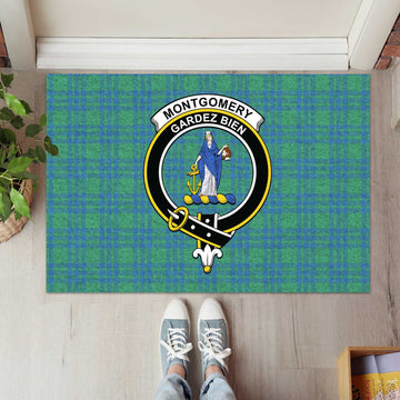 Montgomery Ancient Tartan Door Mat with Family Crest