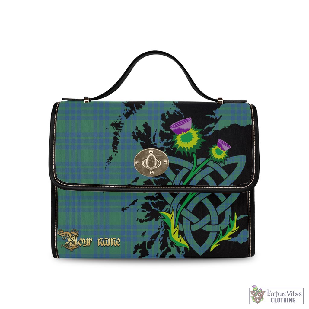 Tartan Vibes Clothing Montgomery Ancient Tartan Waterproof Canvas Bag with Scotland Map and Thistle Celtic Accents