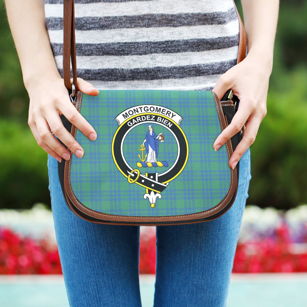 Montgomery Ancient Tartan Saddle Bag with Family Crest One Size - Tartan Vibes Clothing