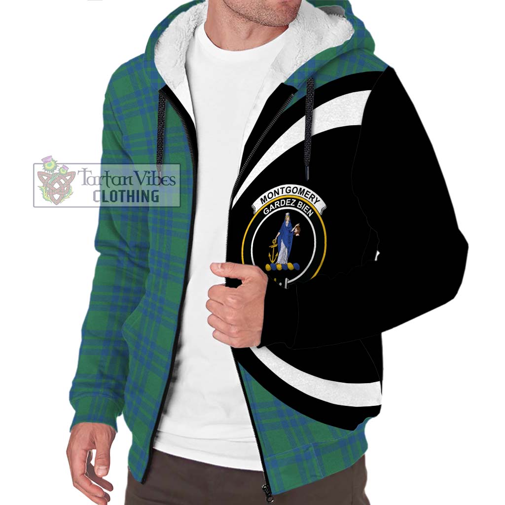 Montgomery Ancient Tartan Sherpa Hoodie with Family Crest Circle Style Unisex S - Tartan Vibes Clothing