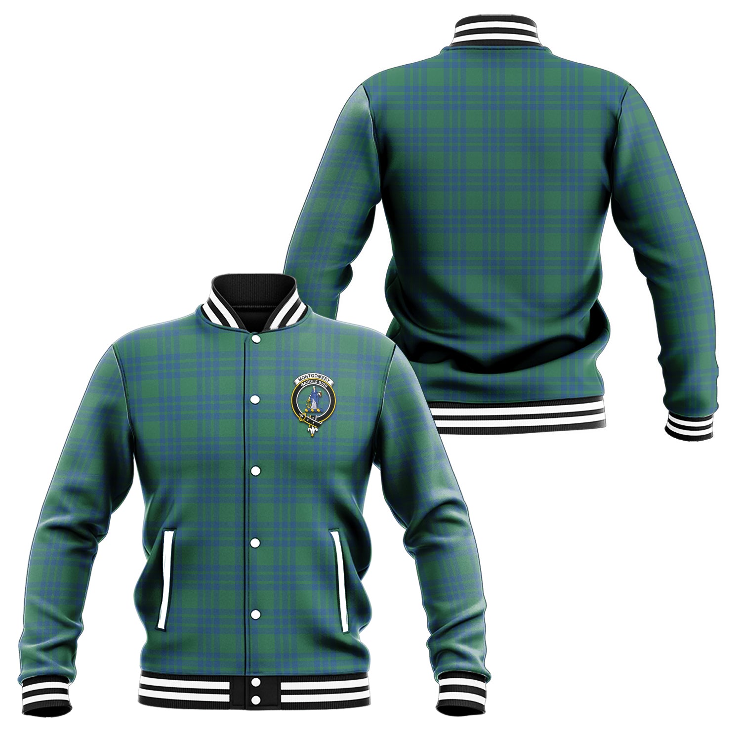 Montgomery Ancient Tartan Baseball Jacket with Family Crest Unisex - Tartan Vibes Clothing