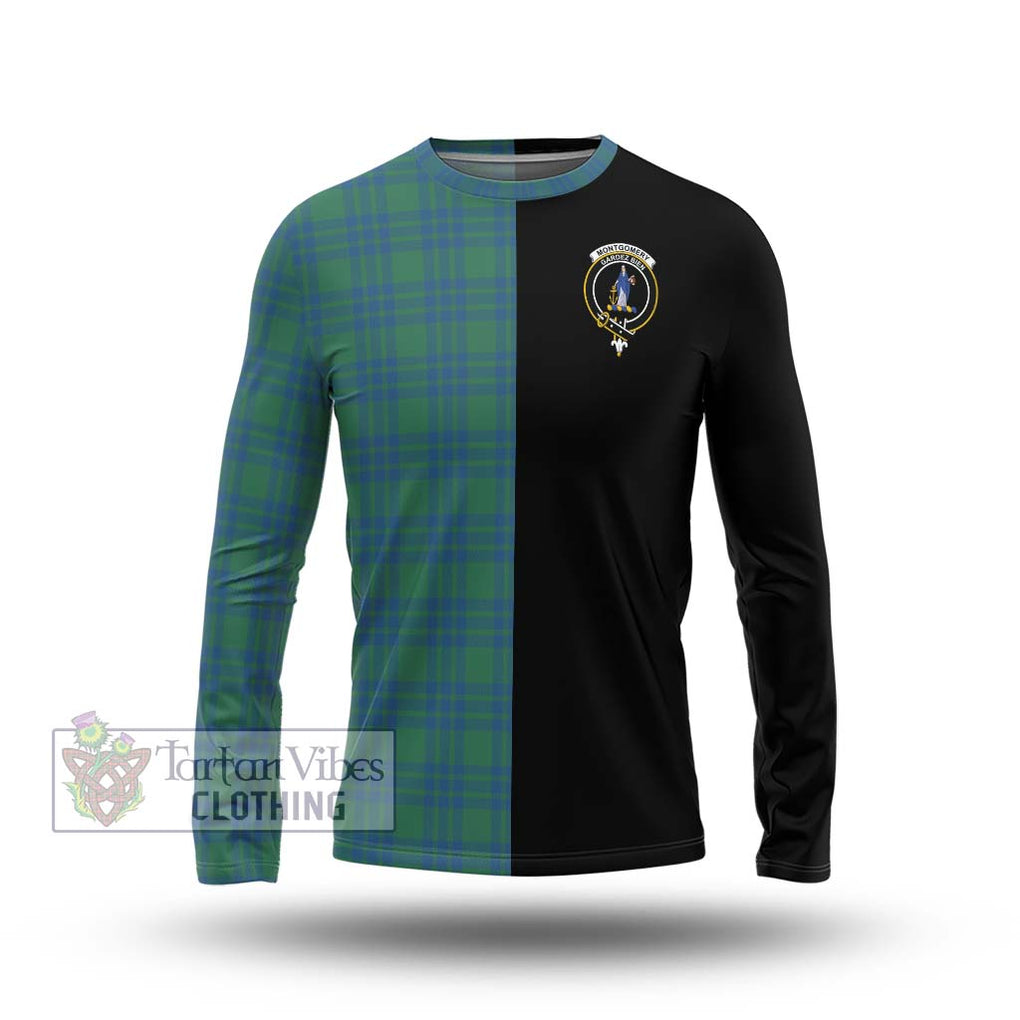 Montgomery Ancient Tartan Long Sleeve T-Shirt with Family Crest and Half Of Me Style Unisex - Tartanvibesclothing Shop