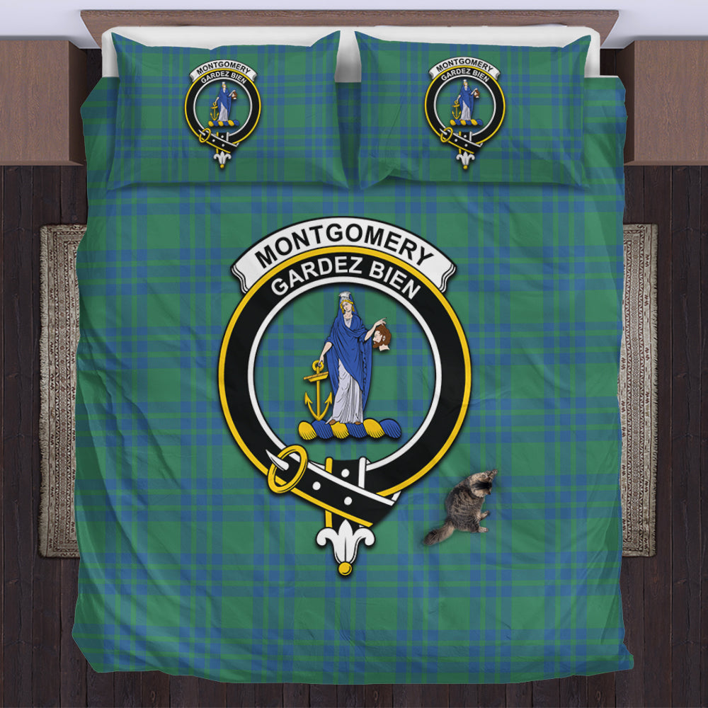 Montgomery Ancient Tartan Bedding Set with Family Crest US Bedding Set - Tartan Vibes Clothing