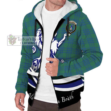 Montgomery Ancient Tartan Sherpa Hoodie with Alba Gu Brath Regal Lion Emblem