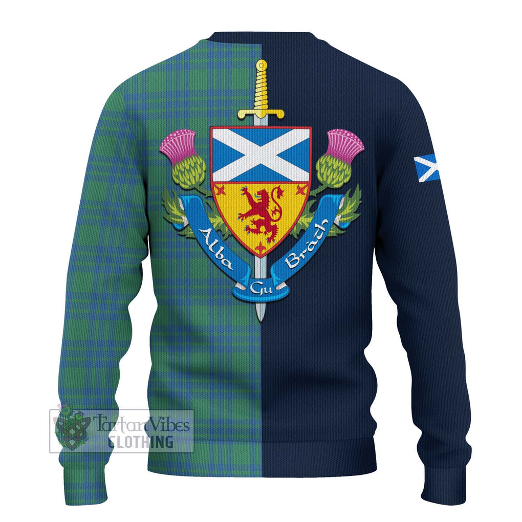 Tartan Vibes Clothing Montgomery Ancient Tartan Knitted Sweater with Scottish Lion Royal Arm Half Style