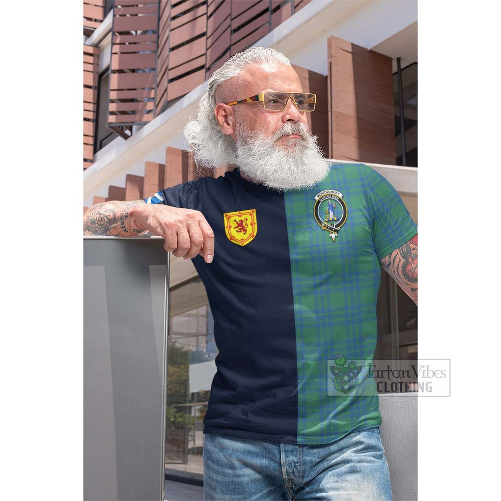 Tartan Vibes Clothing Montgomery Ancient Tartan Cotton T-shirt with Scottish Lion Royal Arm Half Style