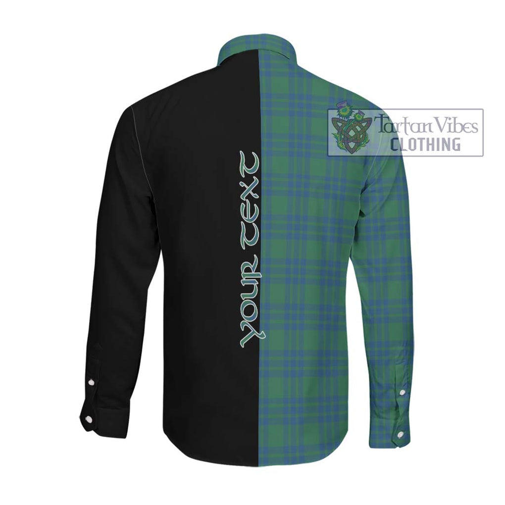 Montgomery Ancient Tartan Long Sleeve Button Shirt with Family Crest and Half Of Me Style Men's Shirt - Tartanvibesclothing Shop