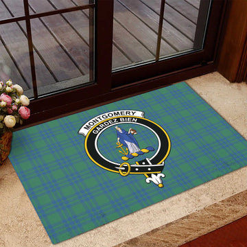 Montgomery Ancient Tartan Door Mat with Family Crest