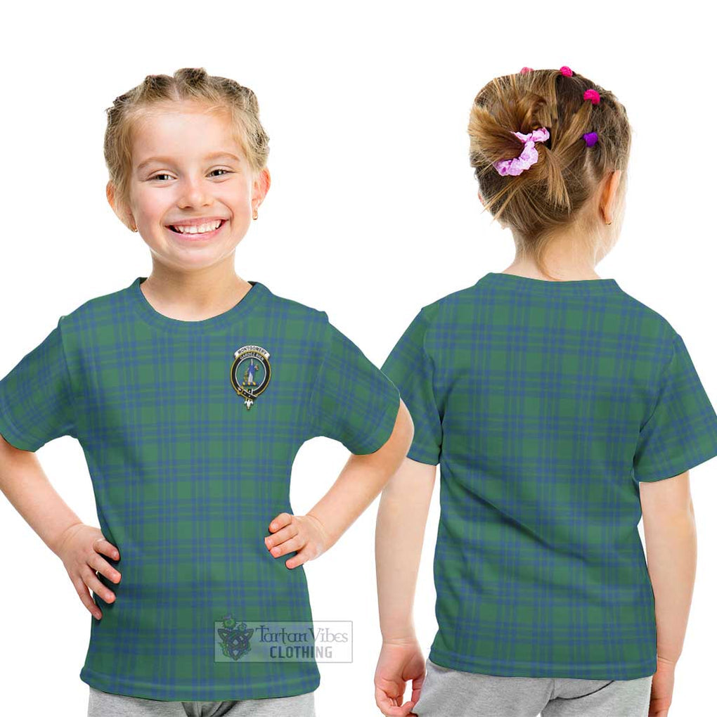 Montgomery Ancient Tartan Kid T-Shirt with Family Crest - Tartanvibesclothing Shop