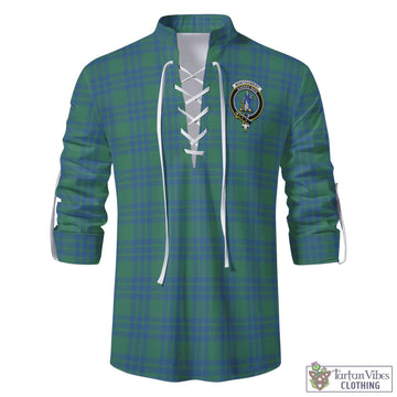 Montgomery Ancient Tartan Men's Scottish Traditional Jacobite Ghillie Kilt Shirt with Family Crest