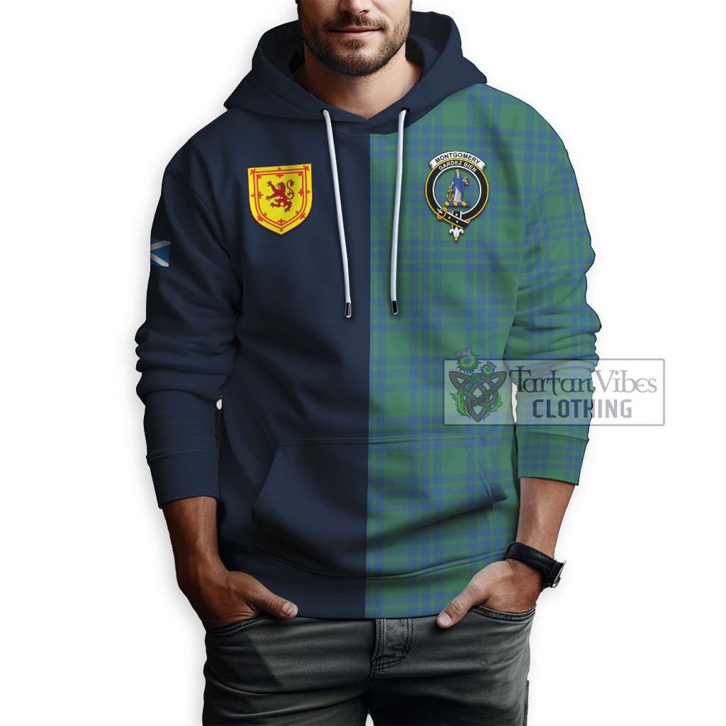 Tartan Vibes Clothing Montgomery Ancient Tartan Hoodie with Scottish Lion Royal Arm Half Style