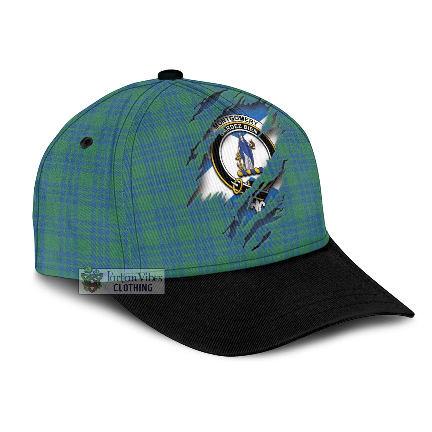 Tartan Vibes Clothing Montgomery Ancient Tartan Classic Cap with Family Crest In Me Style