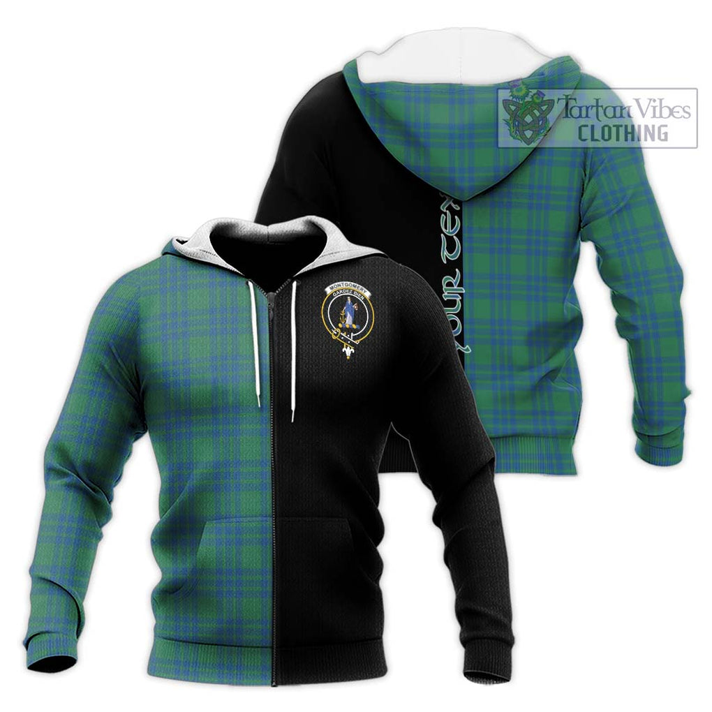 Montgomery Ancient Tartan Knitted Hoodie with Family Crest and Half Of Me Style Unisex Knitted Zip Hoodie - Tartanvibesclothing Shop